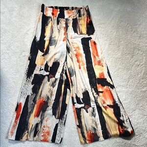 Mossimo Supply Co Watercolor Black and Orange Wide Leg Palazzo Pants